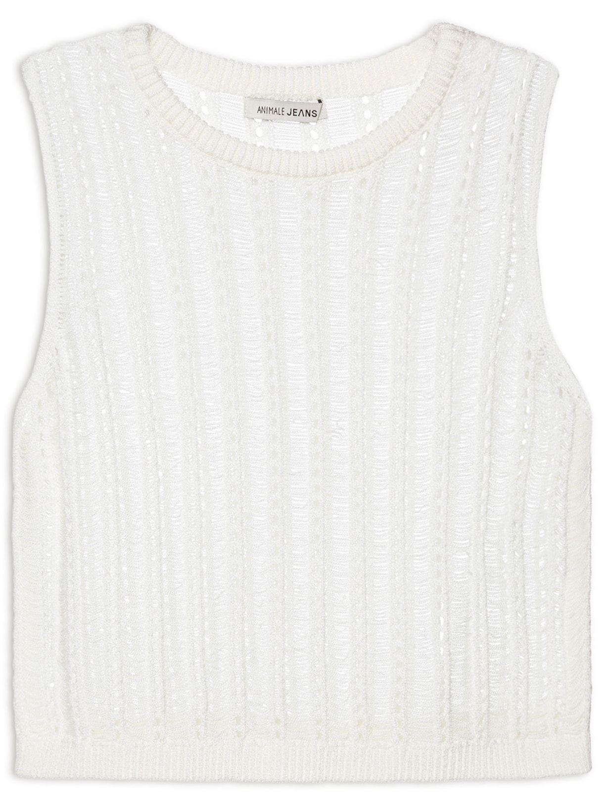 Regata Feminina Cropped Tricot Ponto Diferenciado - Branco