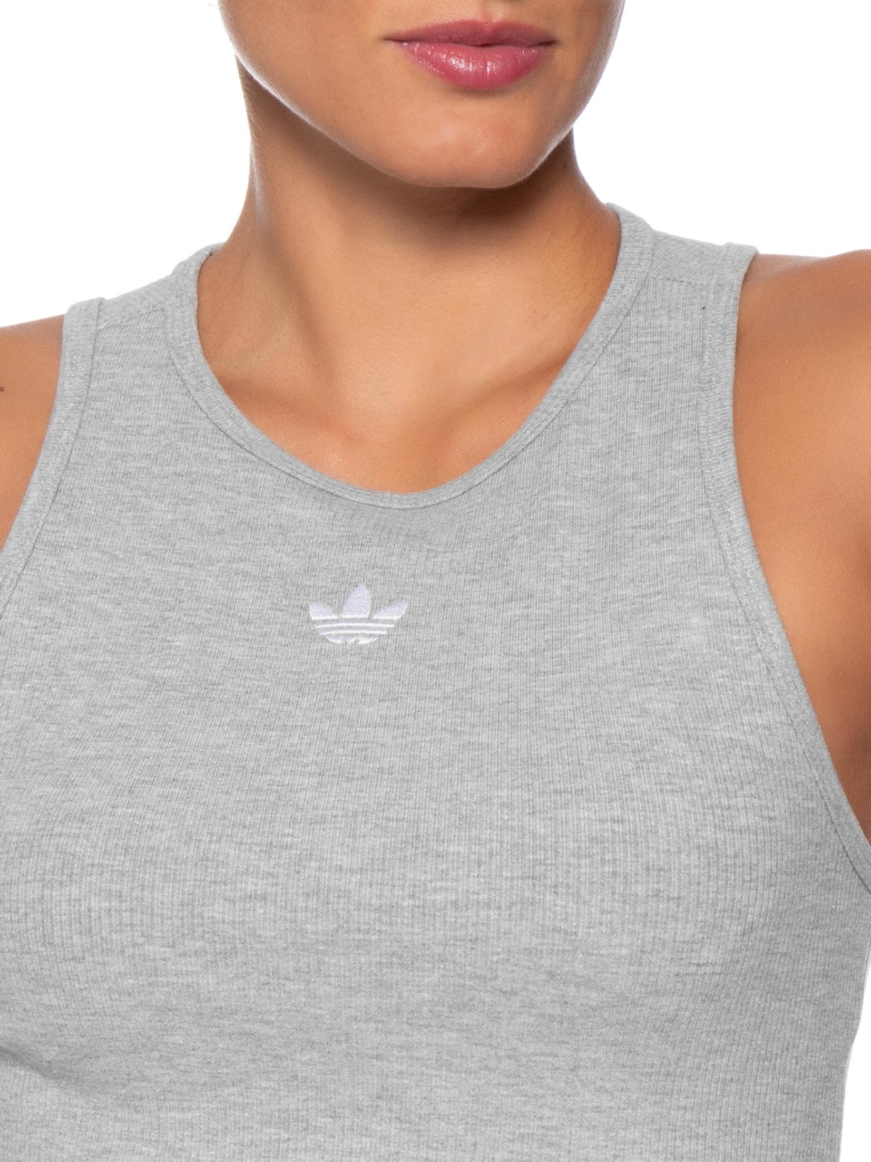 Regata Feminina Curta Trefoil Ess Cinza Adidas Originals