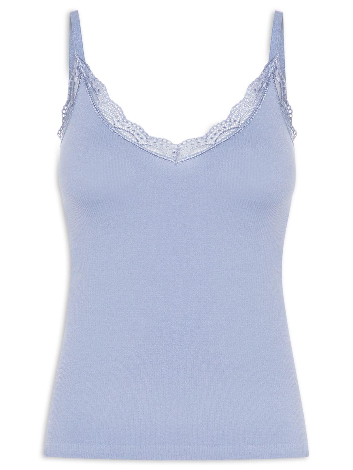 Regata Feminina De Alcinha Detalhe Renda - Azul