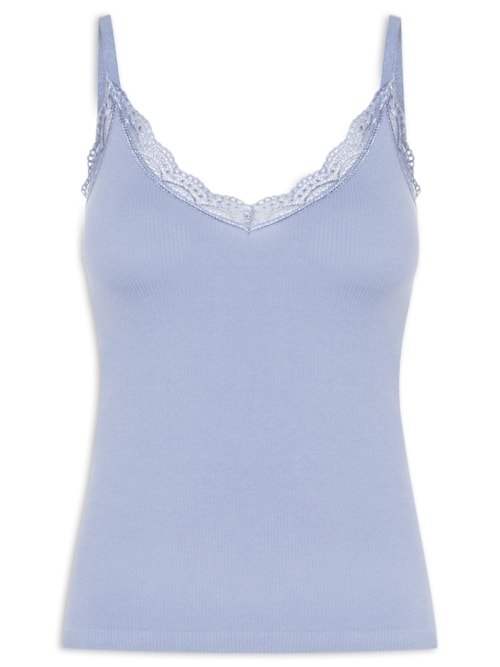Regata Feminina De Alcinha Detalhe Renda - Azul