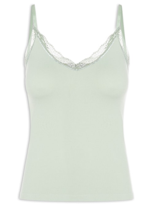 Regata Feminina De Alcinha Detalhe Renda - Verde