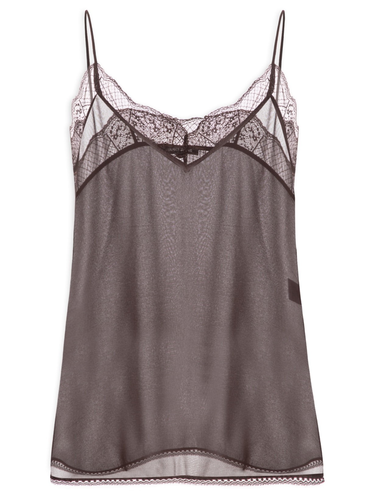 Regata Feminina De GGT Com Renda Marrom Animale Jeans