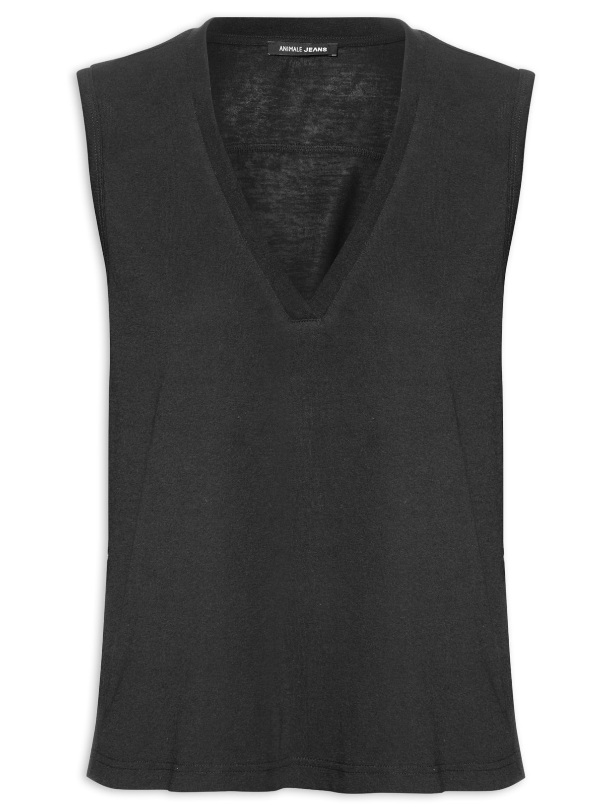 Regata Feminina De Malha Básica Decote V - Preto