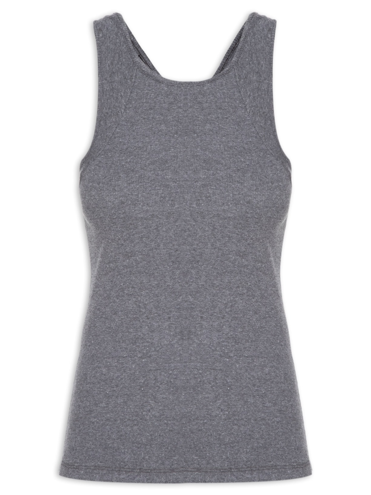 Regata Feminina De Malha Com Cava Nadador Baixa - Cinza