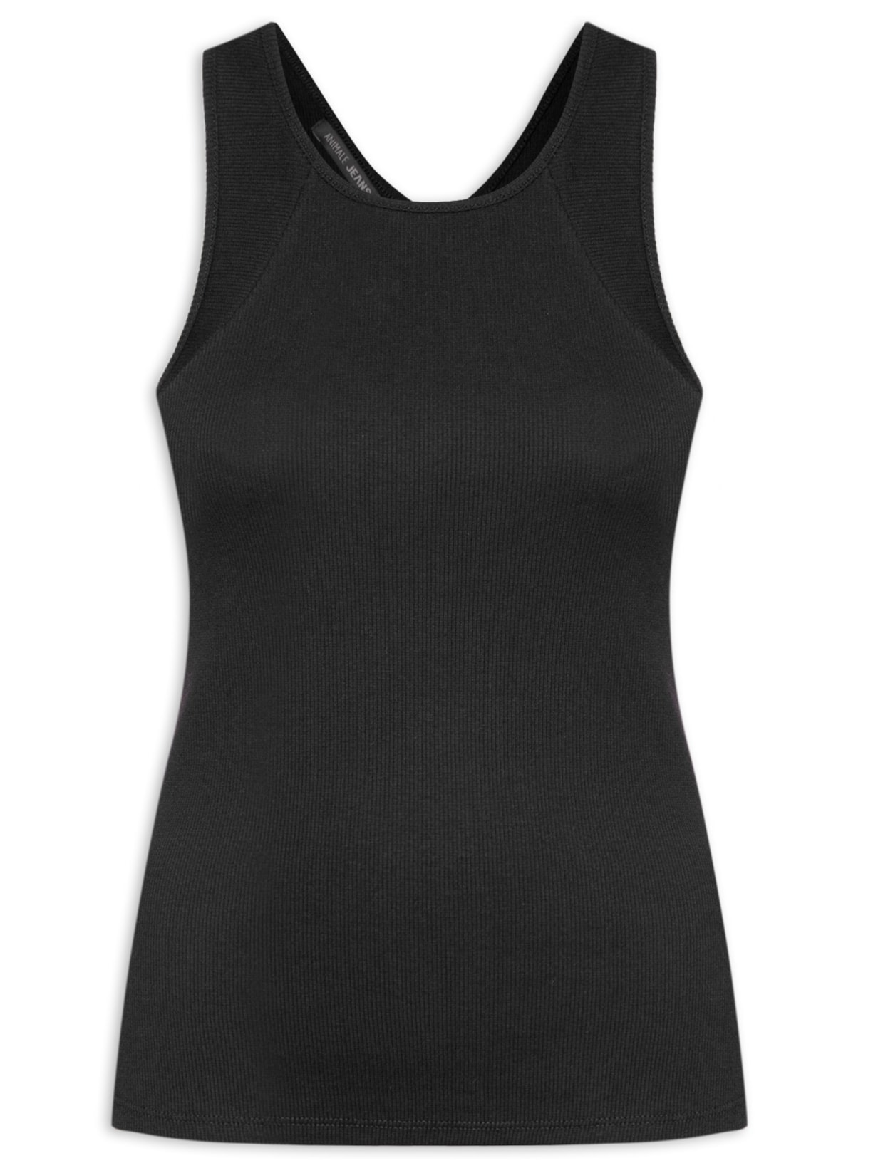 Regata Feminina De Malha Com Cava Nadador Baixa - Preto