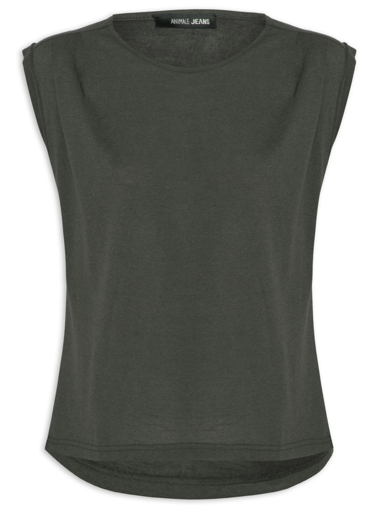 Regata Feminina De Malha Com Pregas No Ombro Cinza Animale Jeans