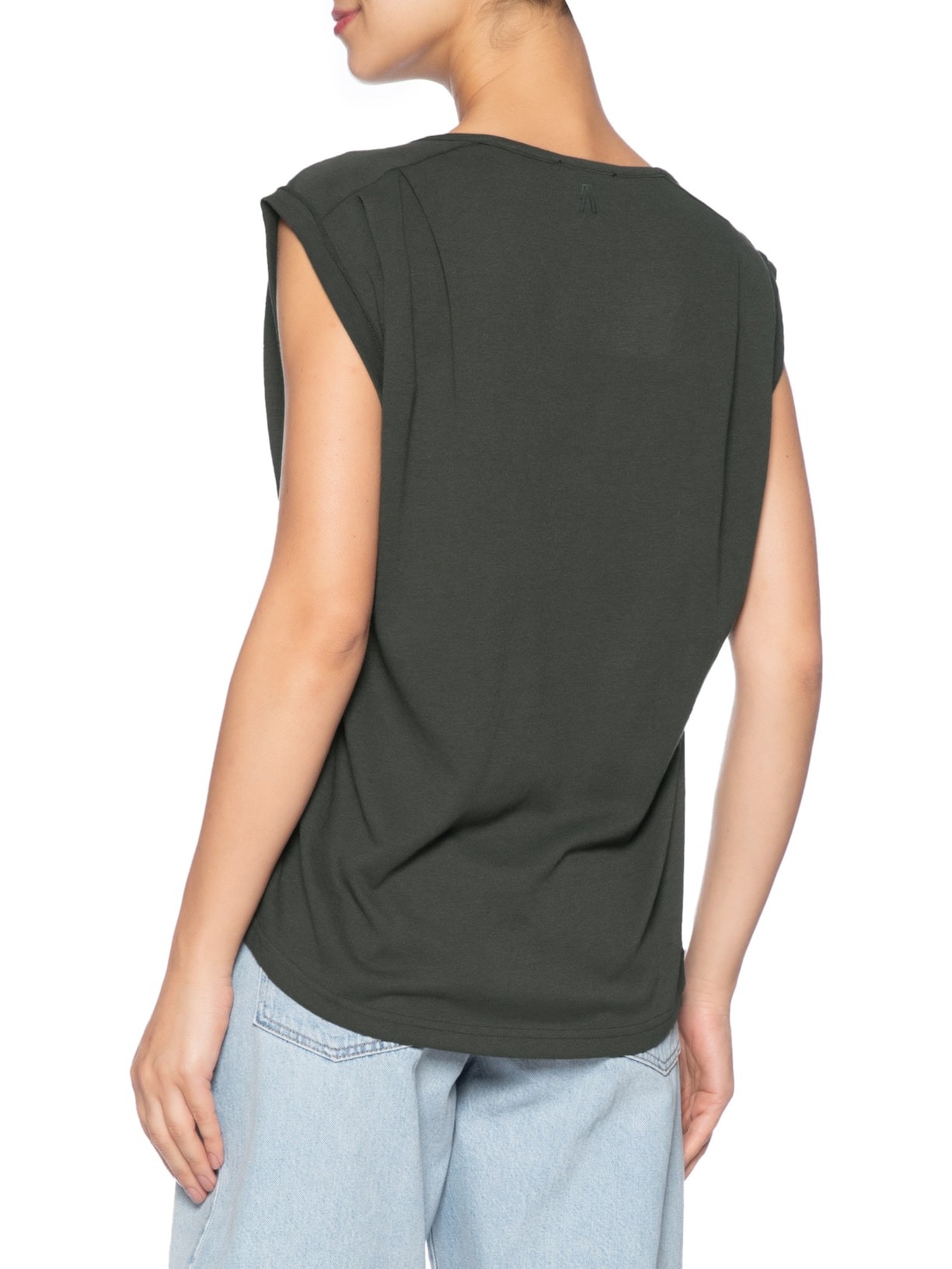 Regata Feminina De Malha Com Pregas No Ombro Cinza Animale Jeans