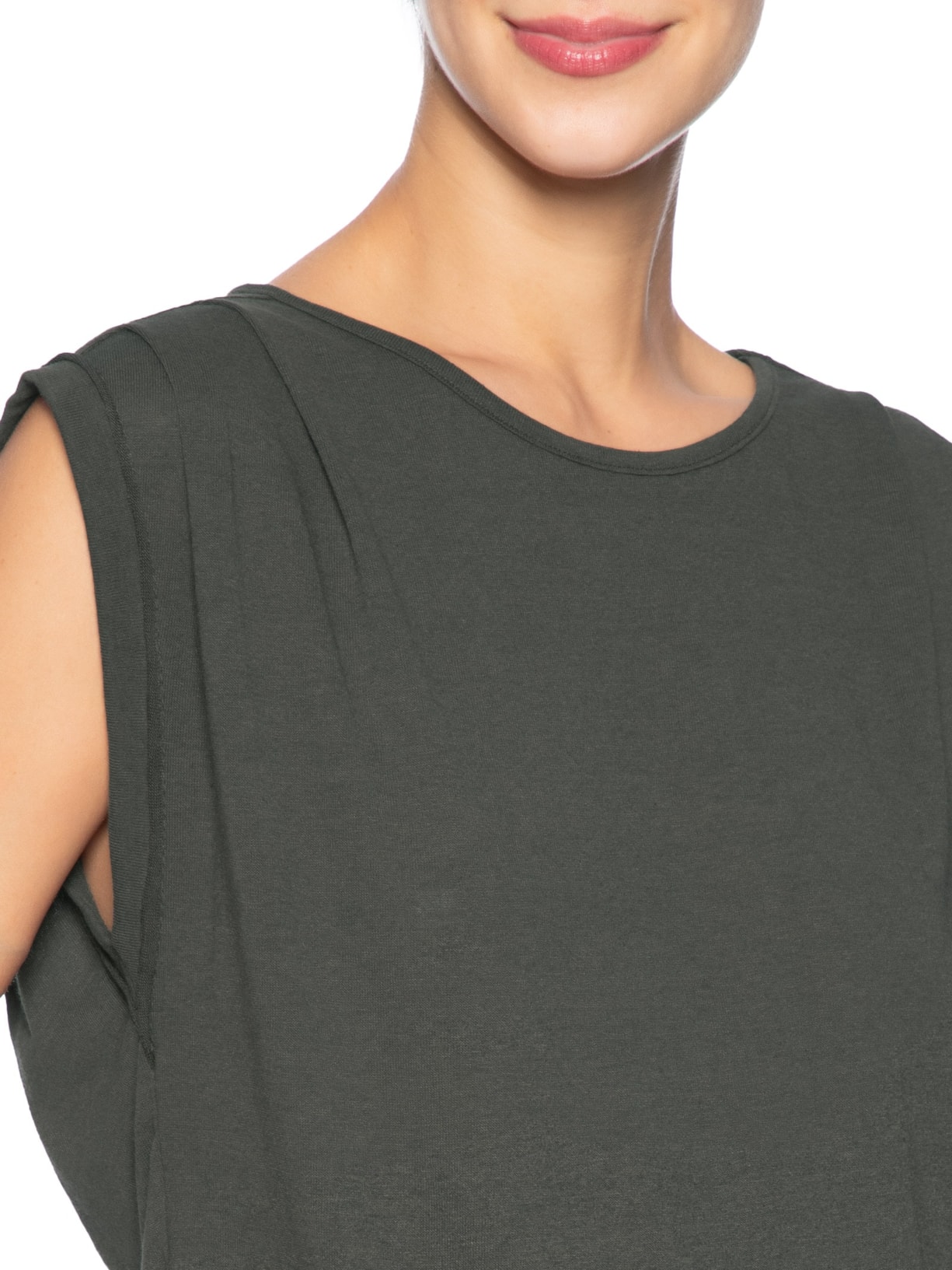 Regata Feminina De Malha Com Pregas No Ombro Cinza Animale Jeans