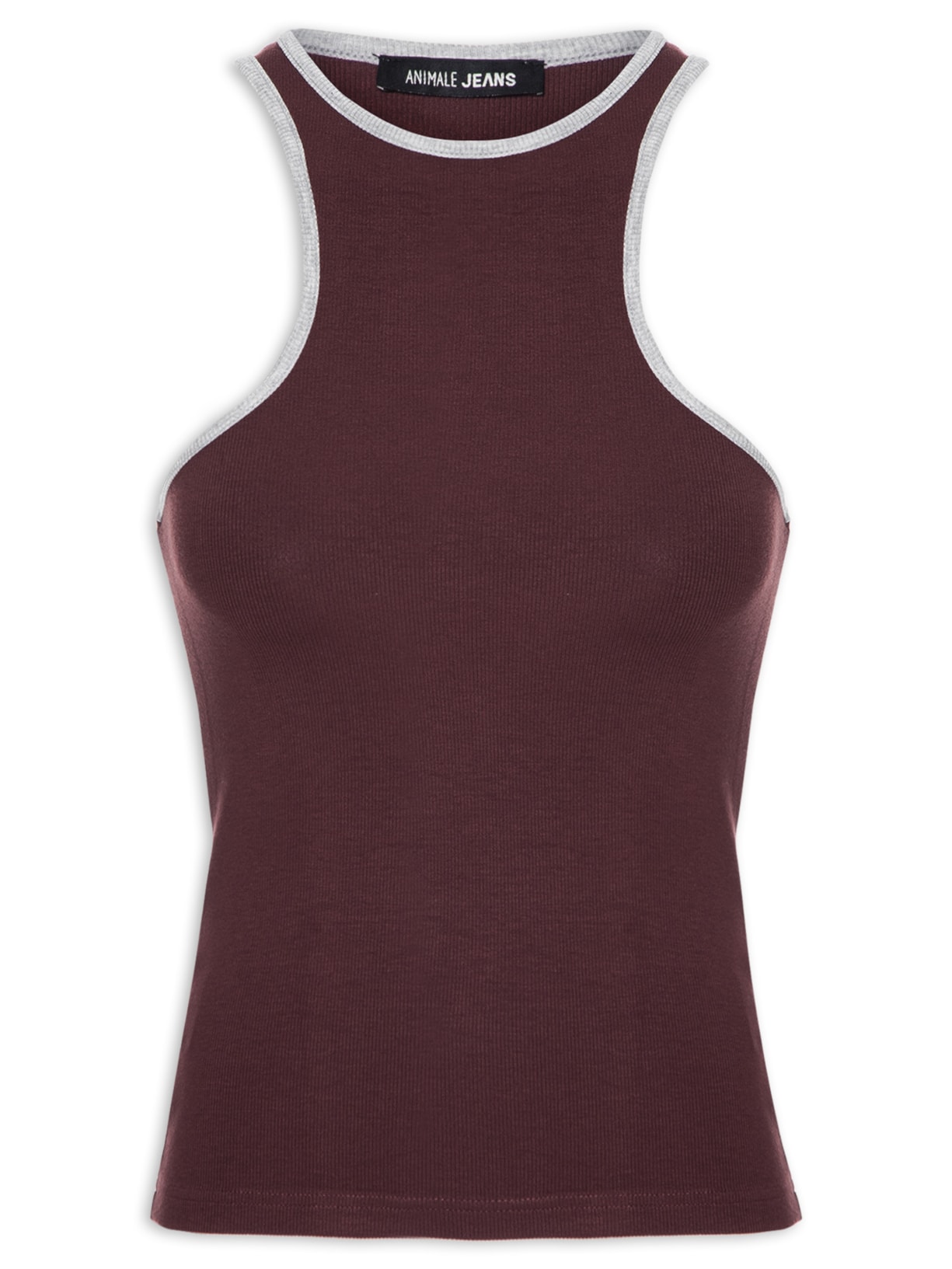 Regata Feminina De Malha Nadador Marrom Animale Jeans