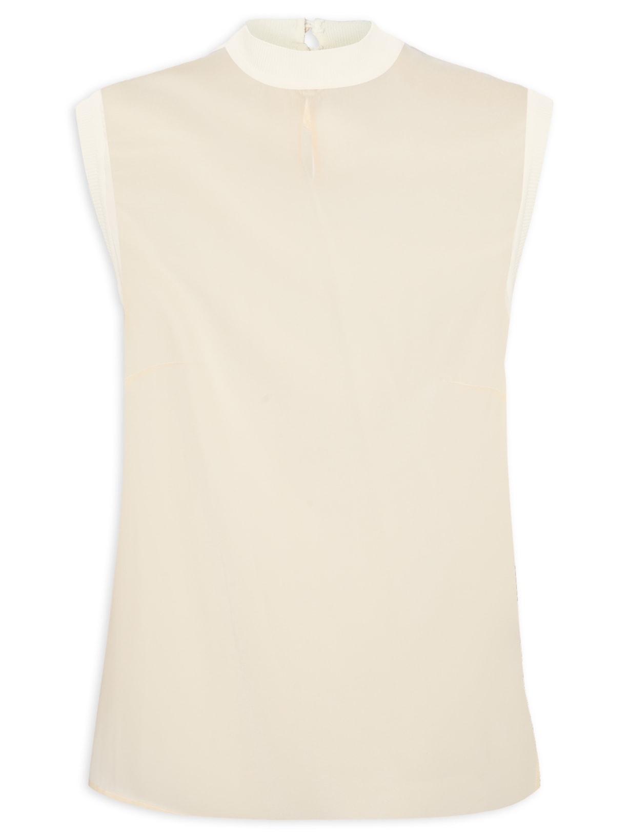 Regata Feminina De Seda Com Tricot - Bege