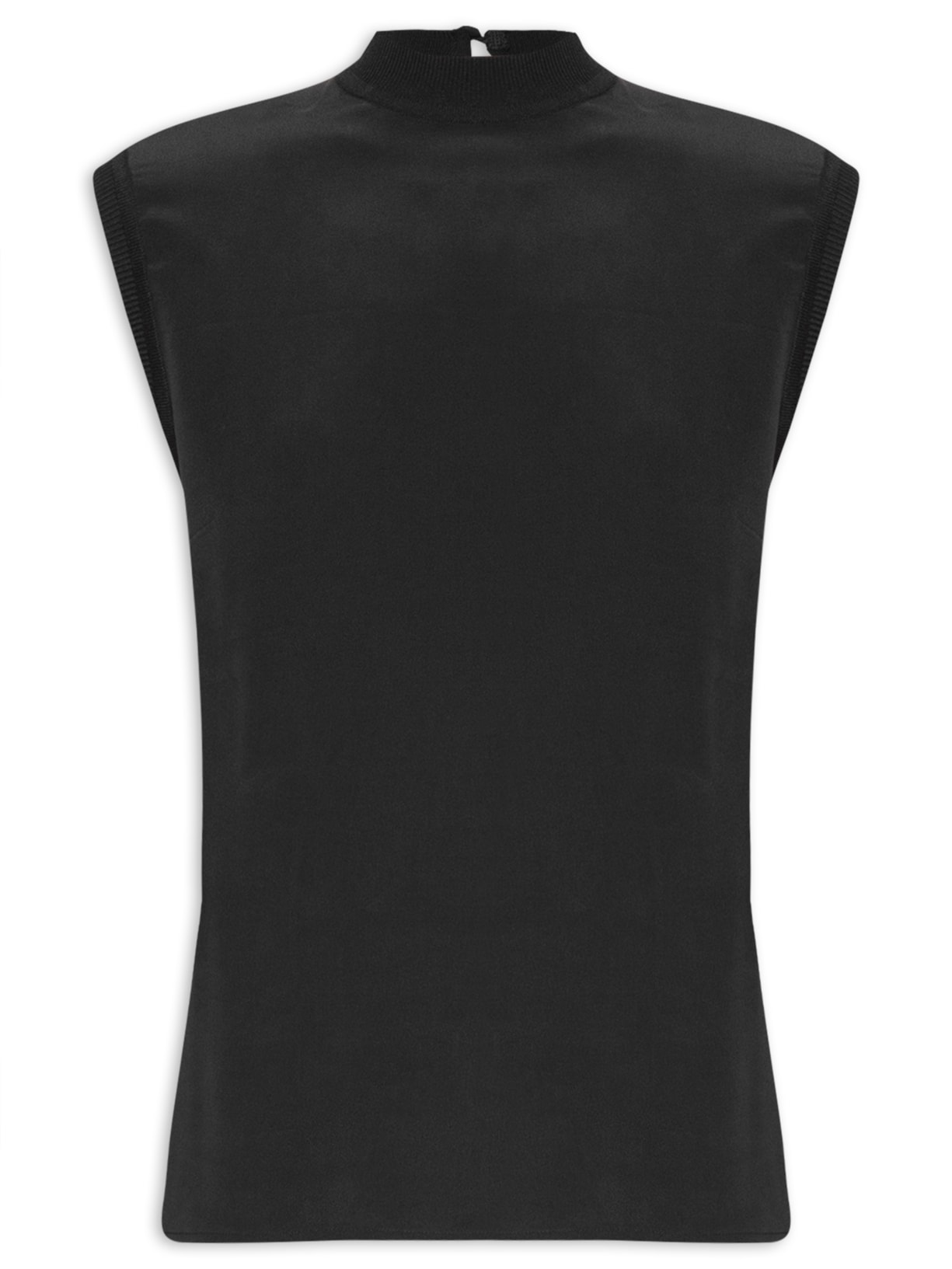 Regata Feminina De Seda Com Tricot - Preto