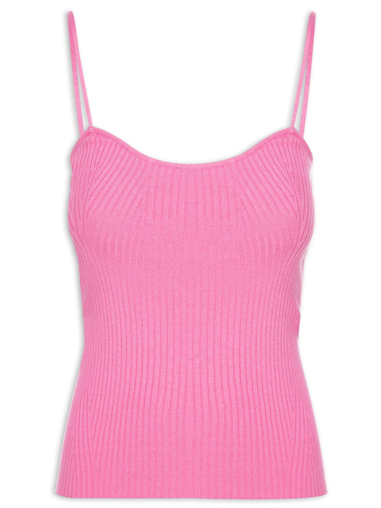 Regata Feminina De Tricot Alongada Alça Fina - Rosa