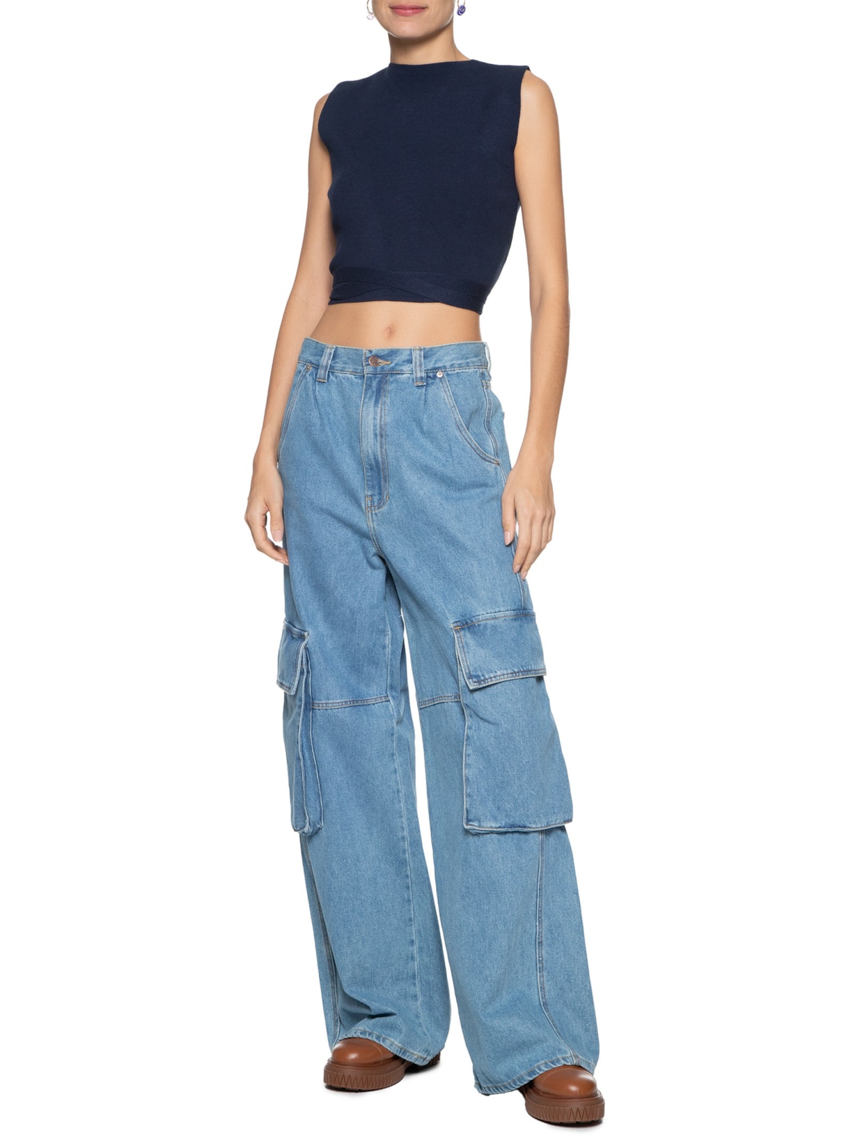 Regata Feminina De Tricot Azul Market 33