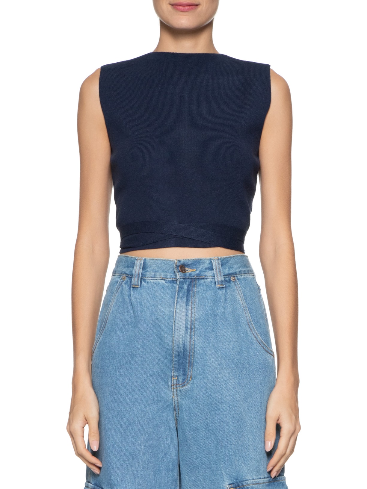 Regata Feminina De Tricot Azul Market 33