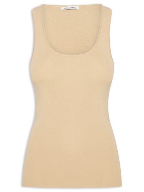 Regata Feminina de Tricot Básica – Bege