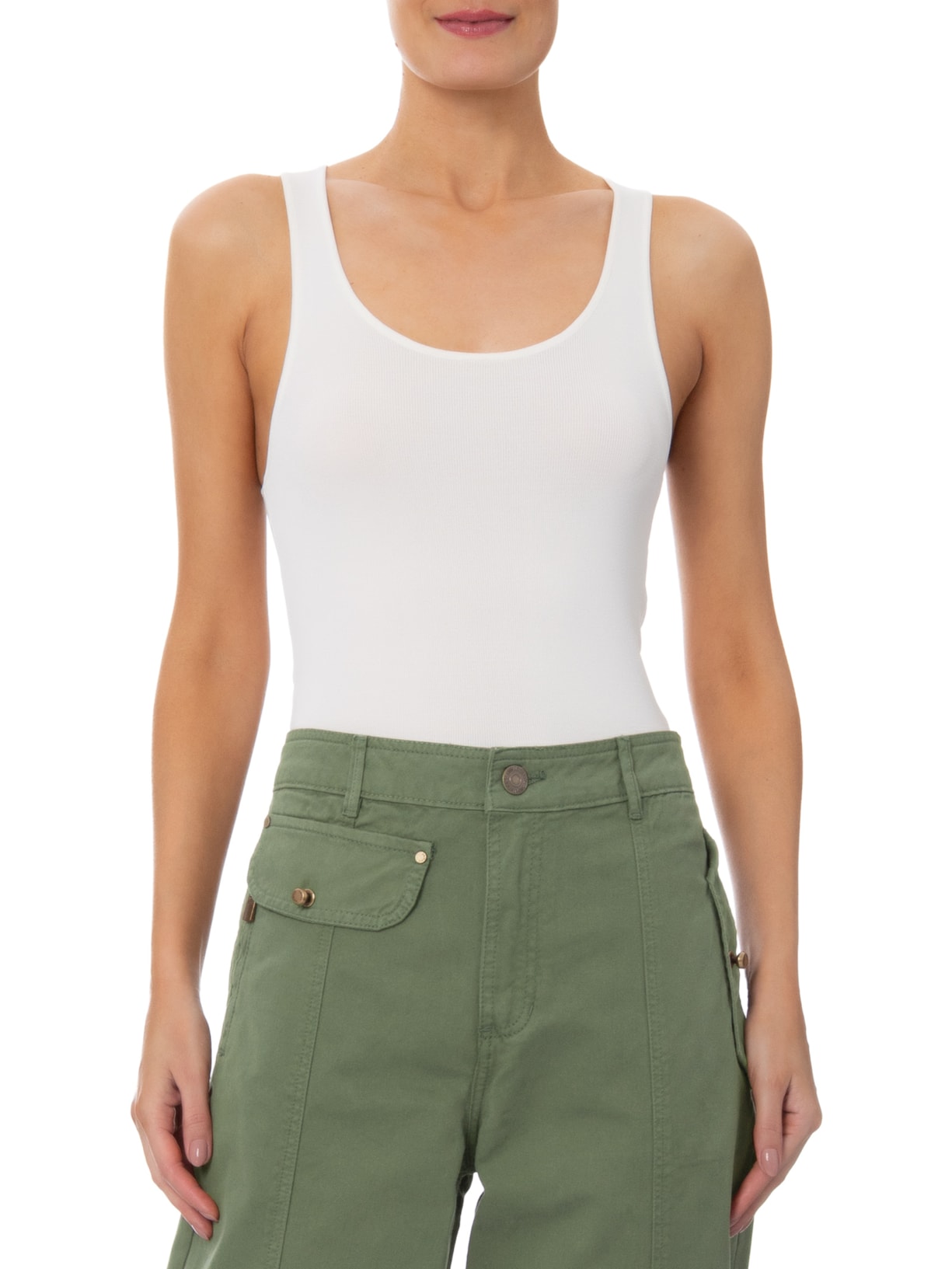 Regata Feminina De Tricot Básica Branco Animale Jeans