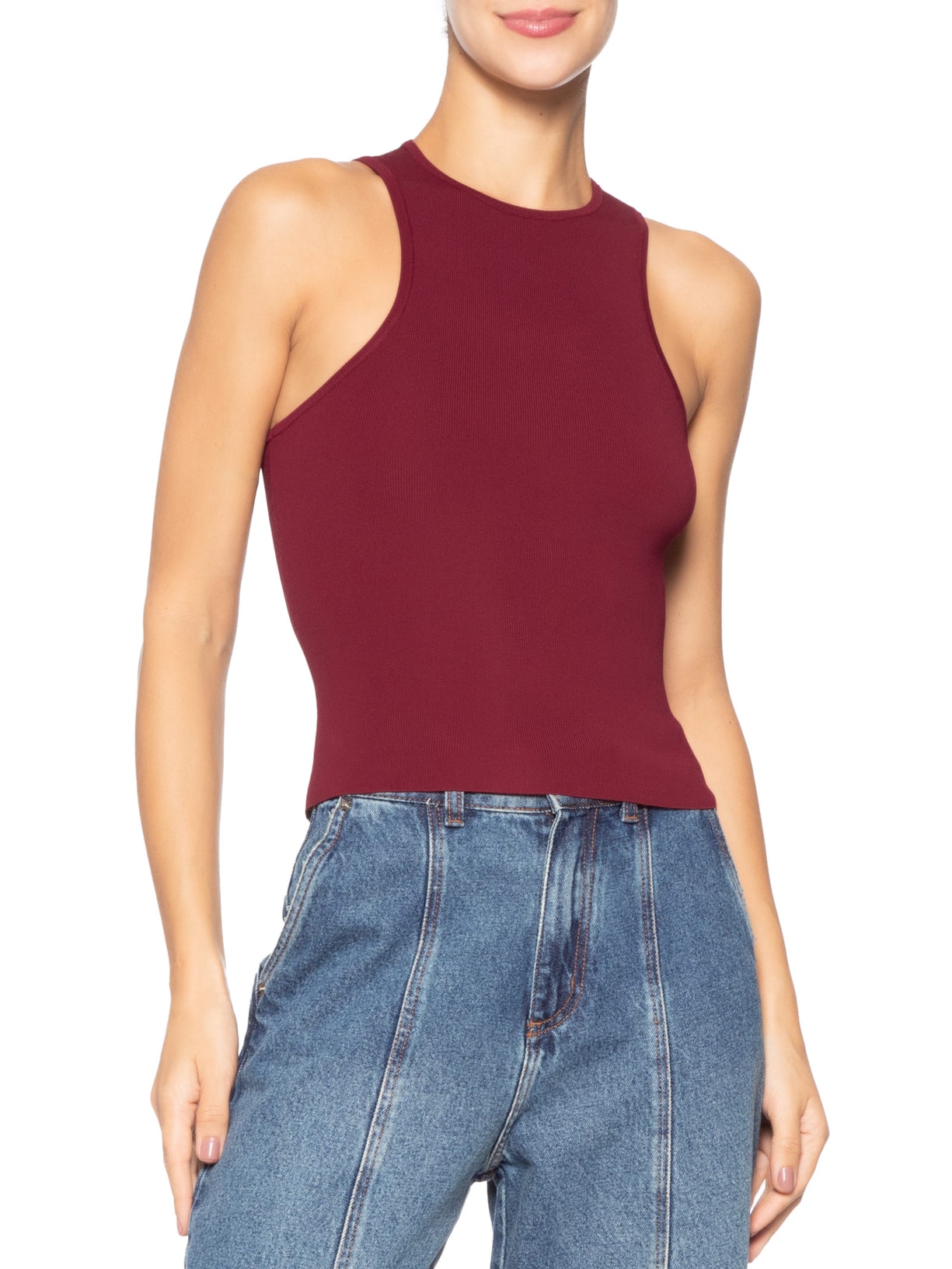 Regata Feminina De Tricot Básica Vermelho Animale