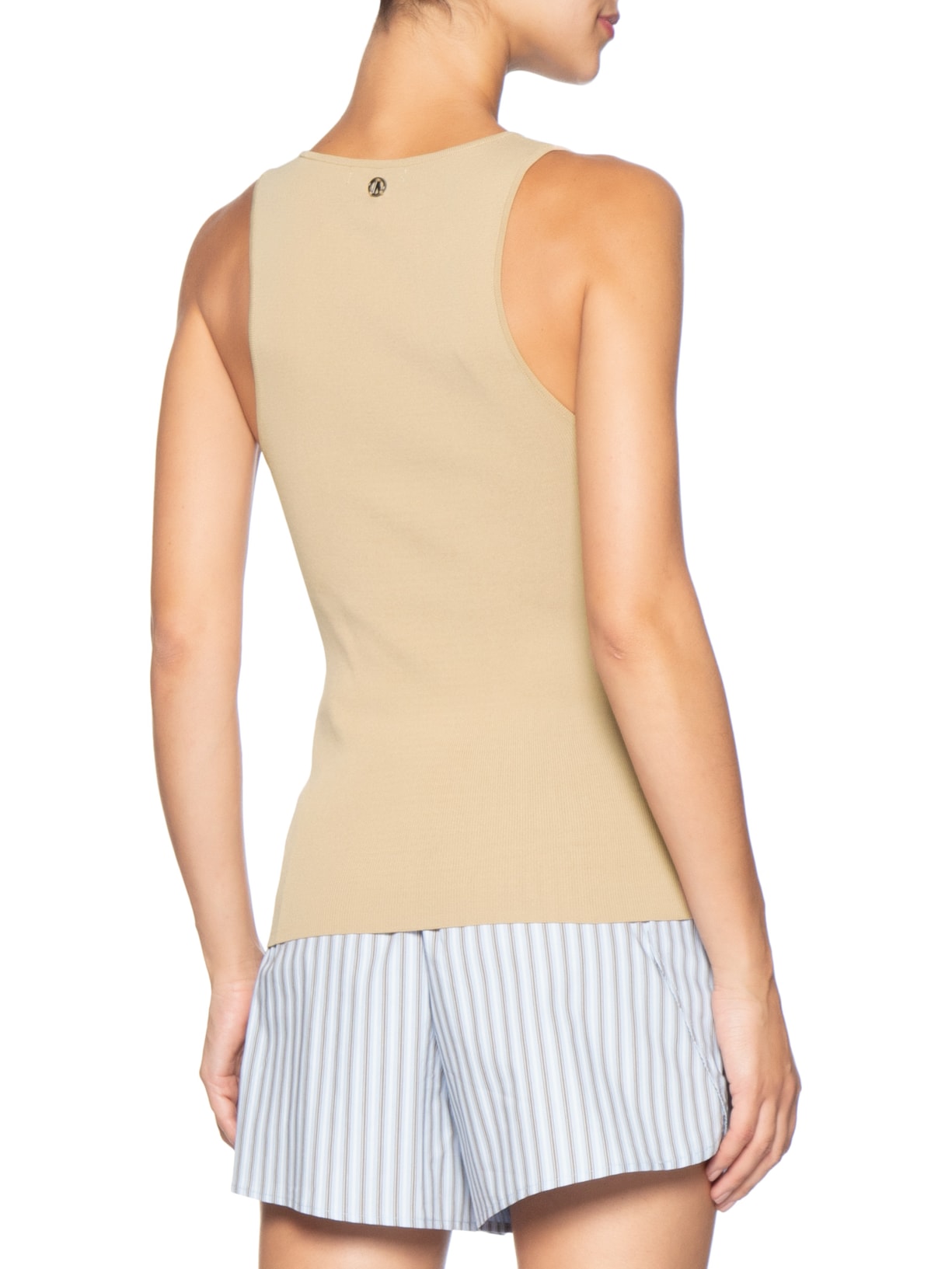 Regata Feminina de Tricot Básica – Bege Animale Jeans
