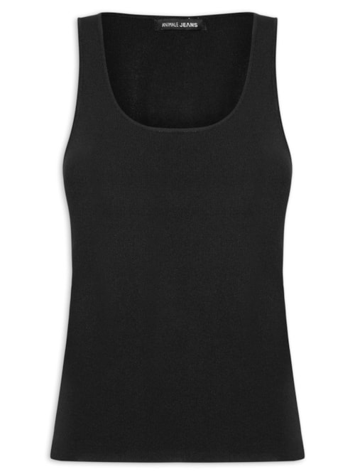 Regata Feminina de Tricot Básica – Preto