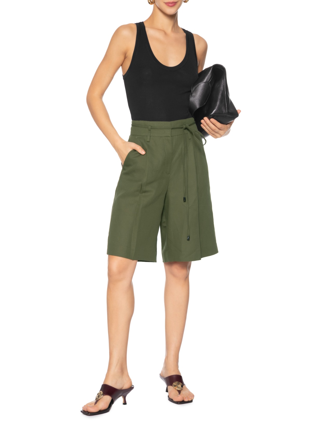 Regata Feminina De Tricot Canelado Com Decote U Básica Preto Animale