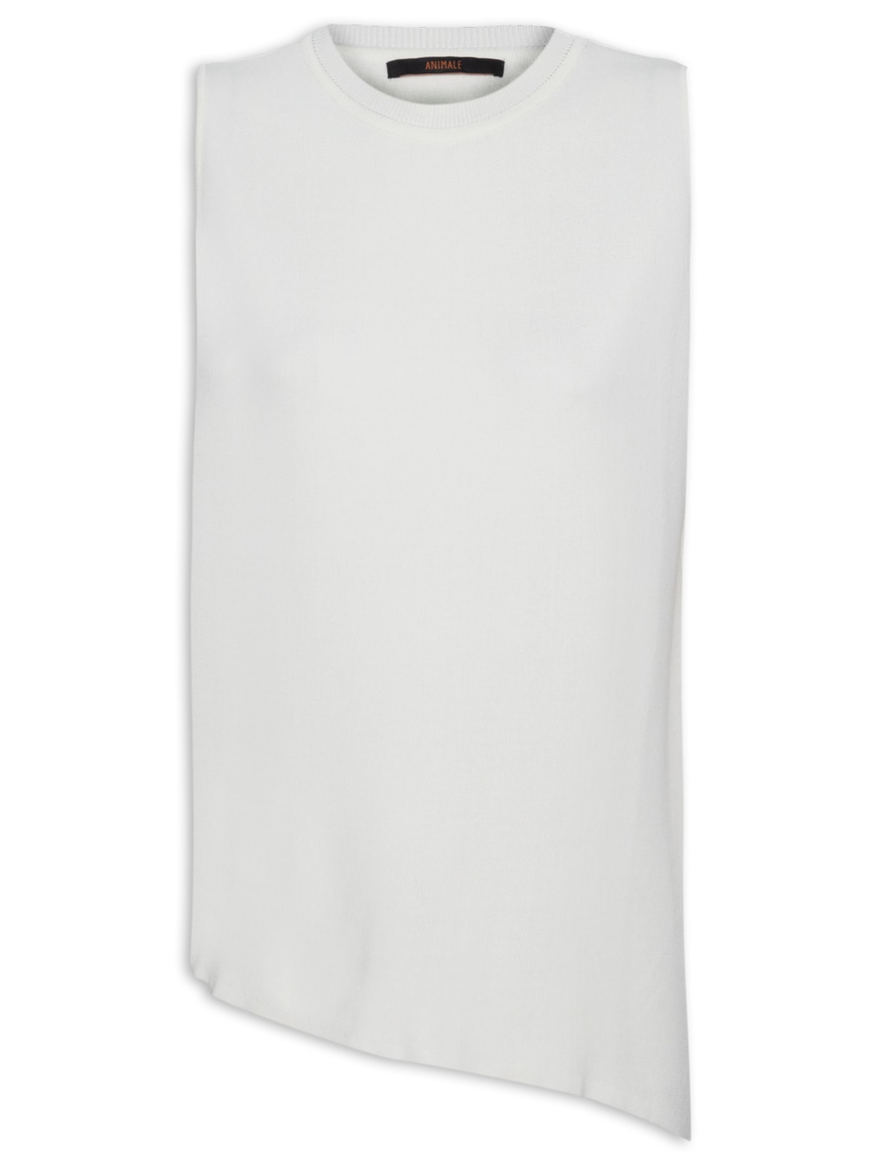 Regata Feminina De Tricot Com Barra Assimétrica - Off White