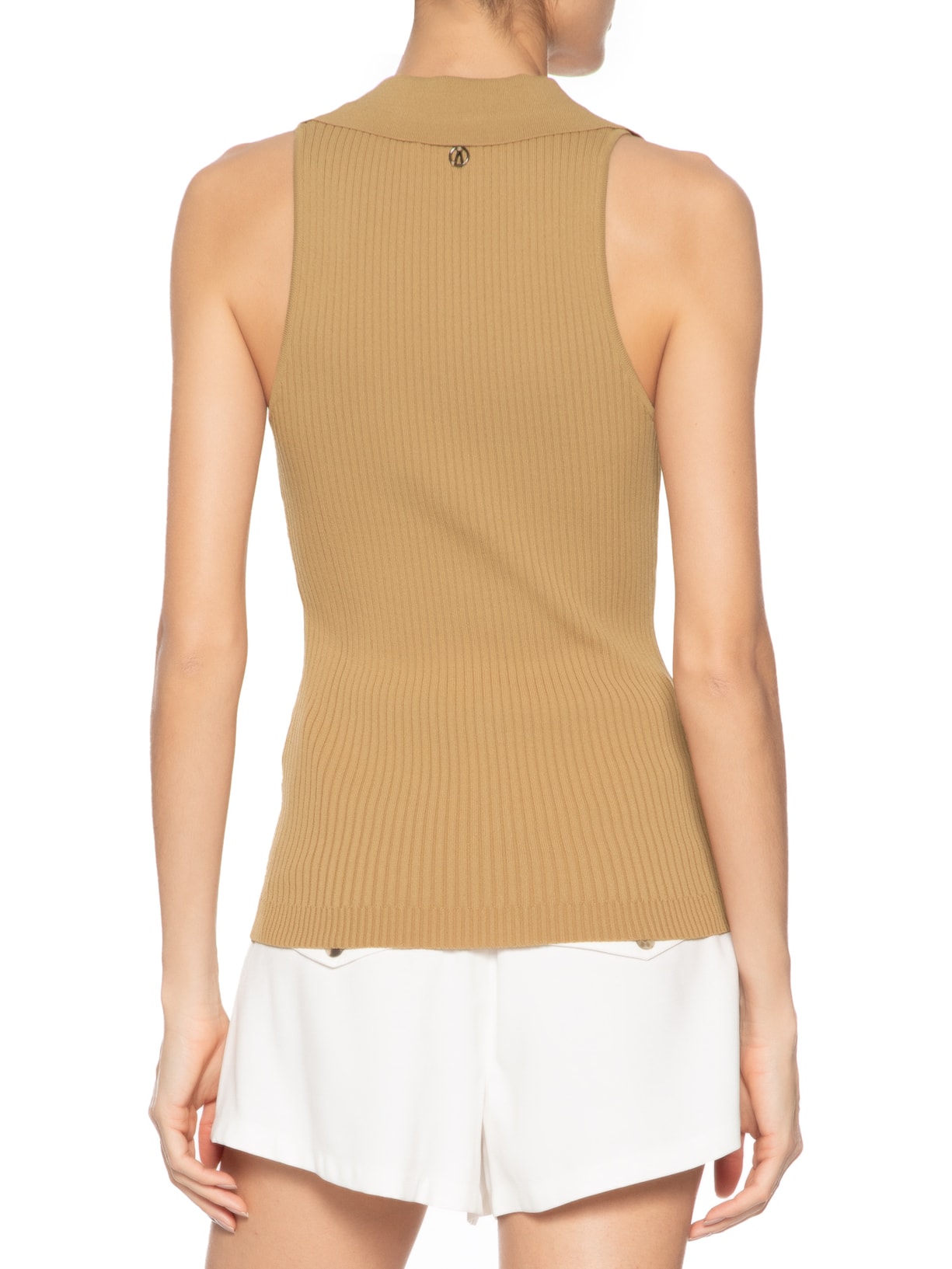 Regata Feminina De Tricot Com Colarinho E Botões Marrom Animale Jeans