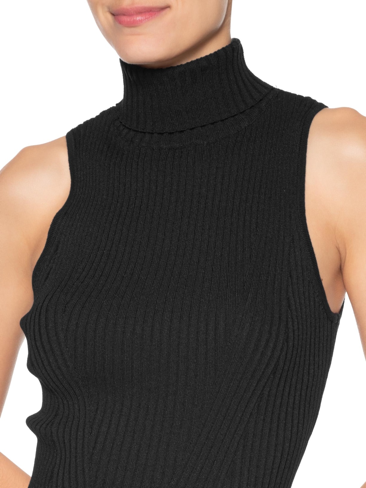 Regata Feminina De Tricot Com Gola Alta Preto Animale Jeans