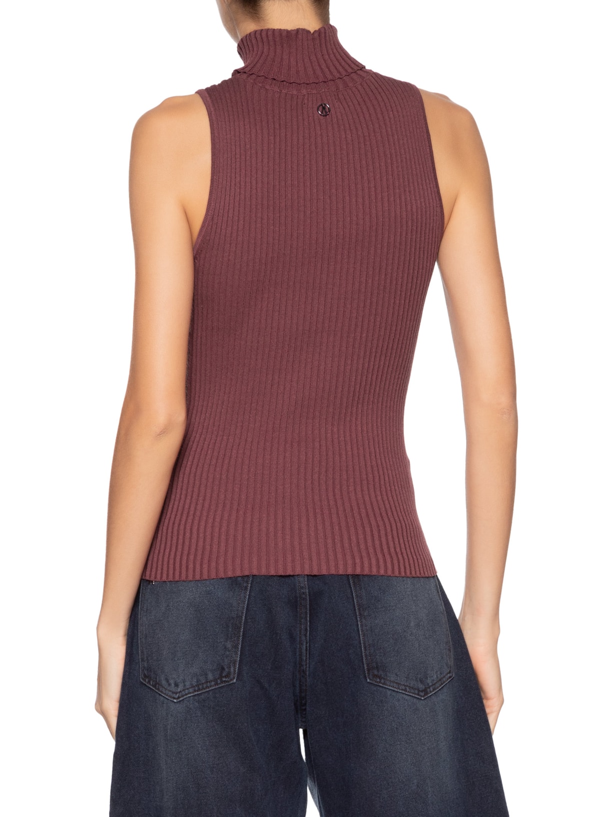 Regata Feminina De Tricot Com Gola Alta Vermelho Animale Jeans