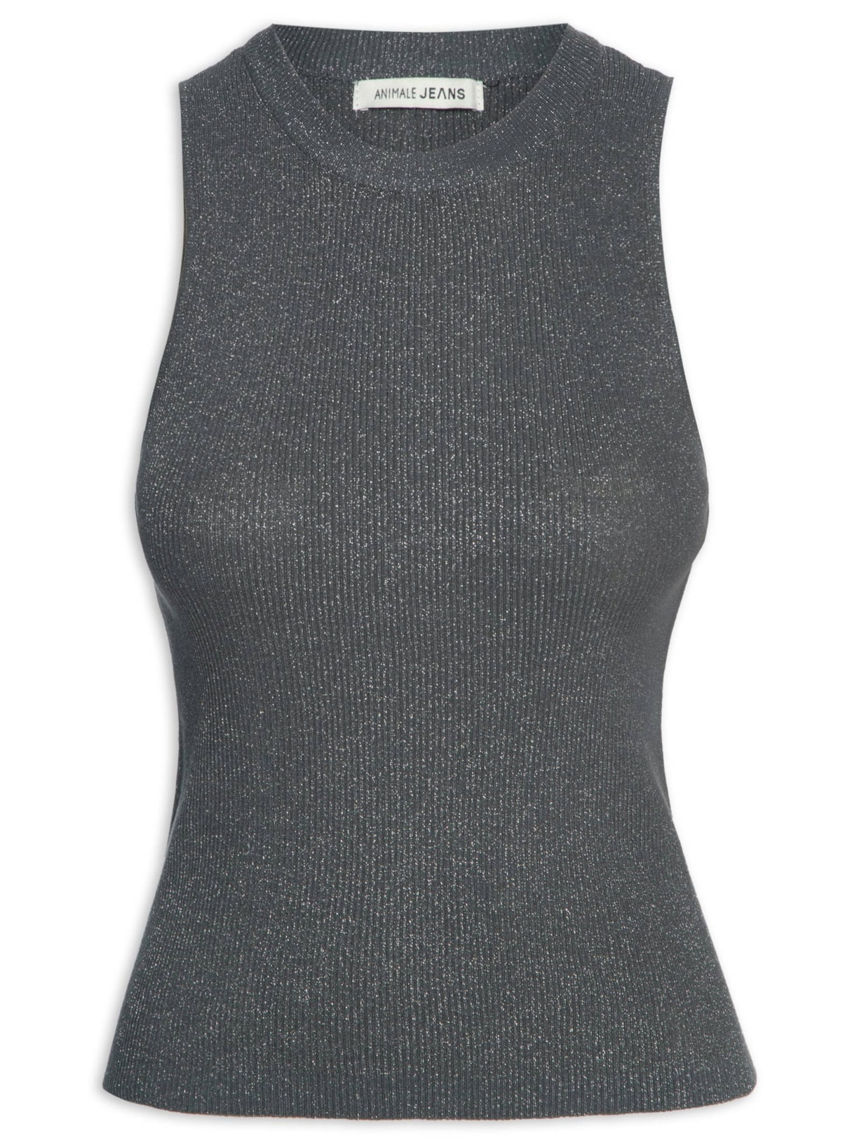 Regata Feminina De Tricot Com Luréx - Cinza