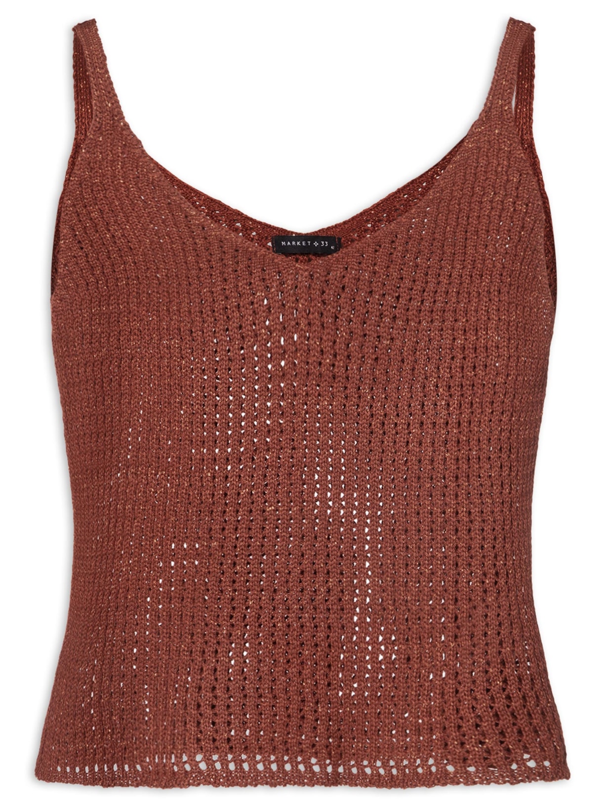 Regata Feminina De Tricot Com Lurex Vermelho Market 33