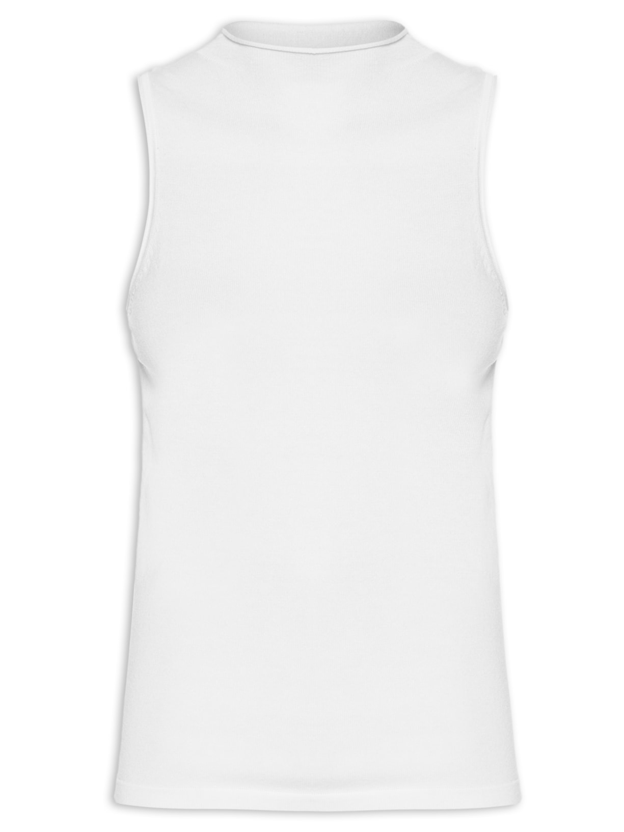 Regata Feminina De Tricot Cropped Rib Larga Branco  Animale Jeans