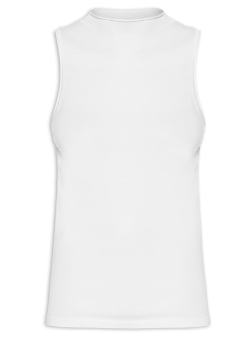 Regata Feminina De Tricot Cropped Rib Larga - Branco