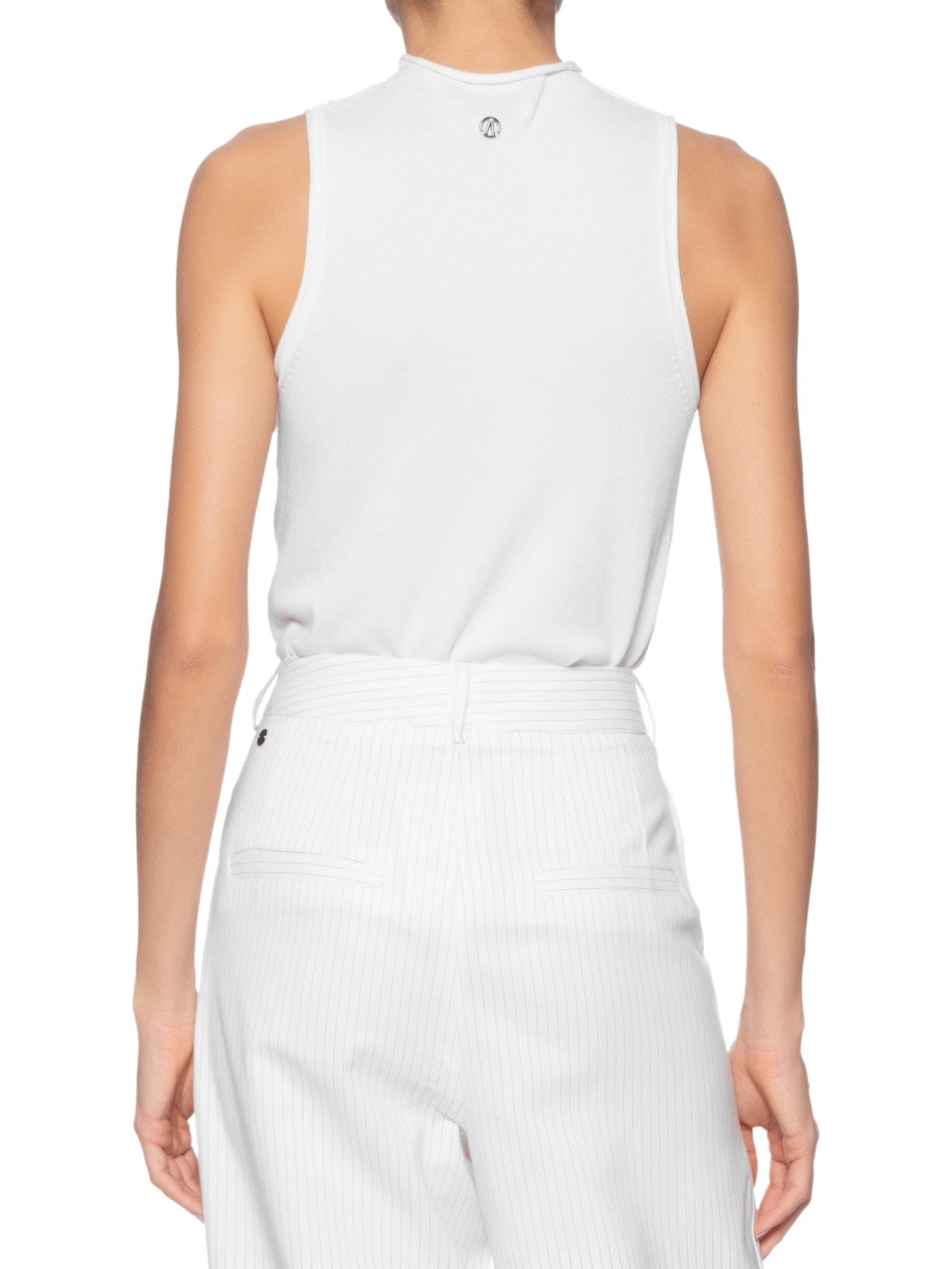 Regata Feminina De Tricot Cropped Rib Larga Branco  Animale Jeans