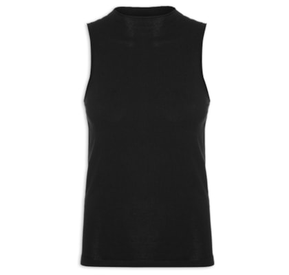 Regata Feminina De Tricot Cropped Rib Larga - Preto