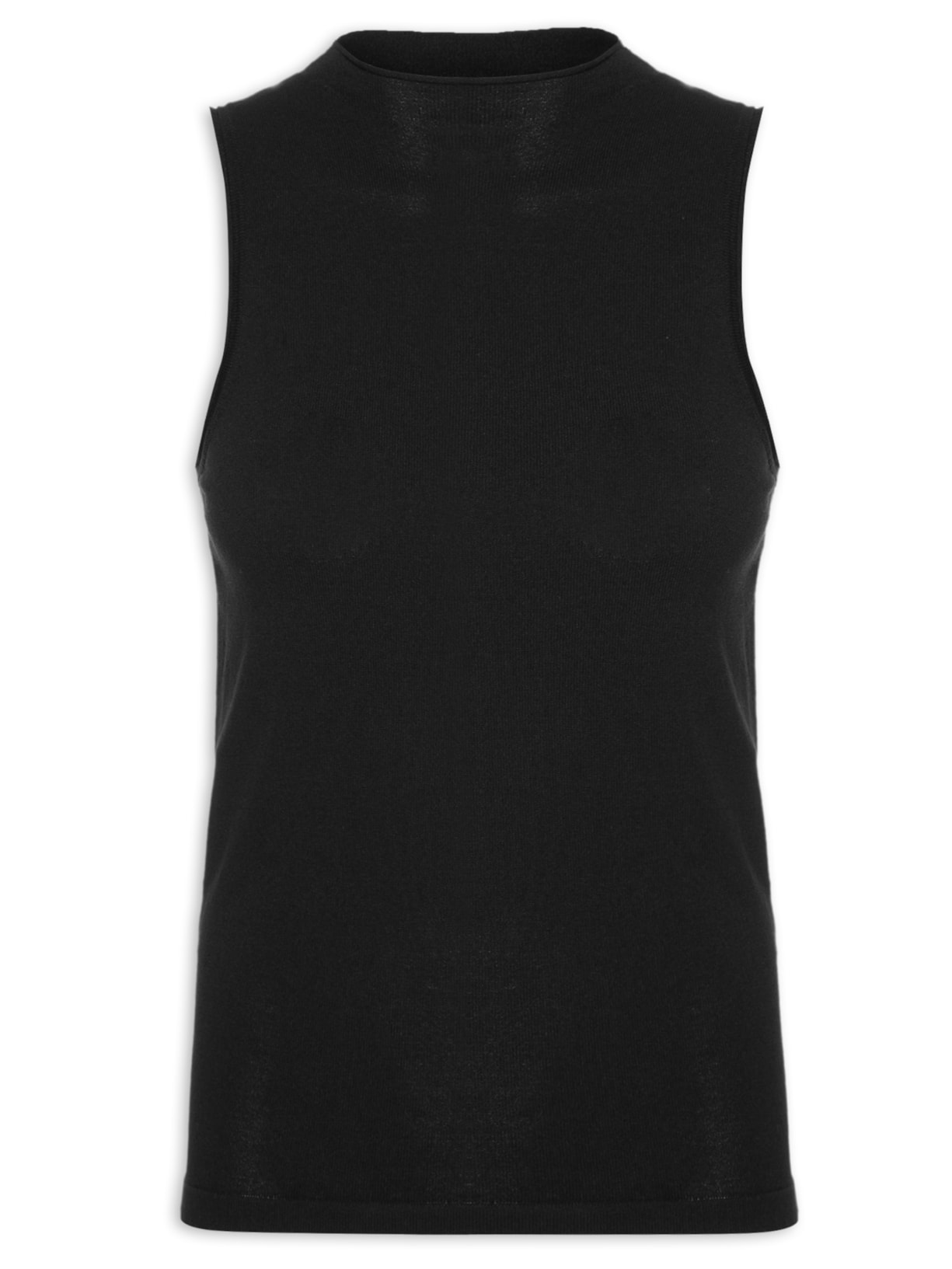 Regata Feminina De Tricot Cropped Rib Larga - Preto