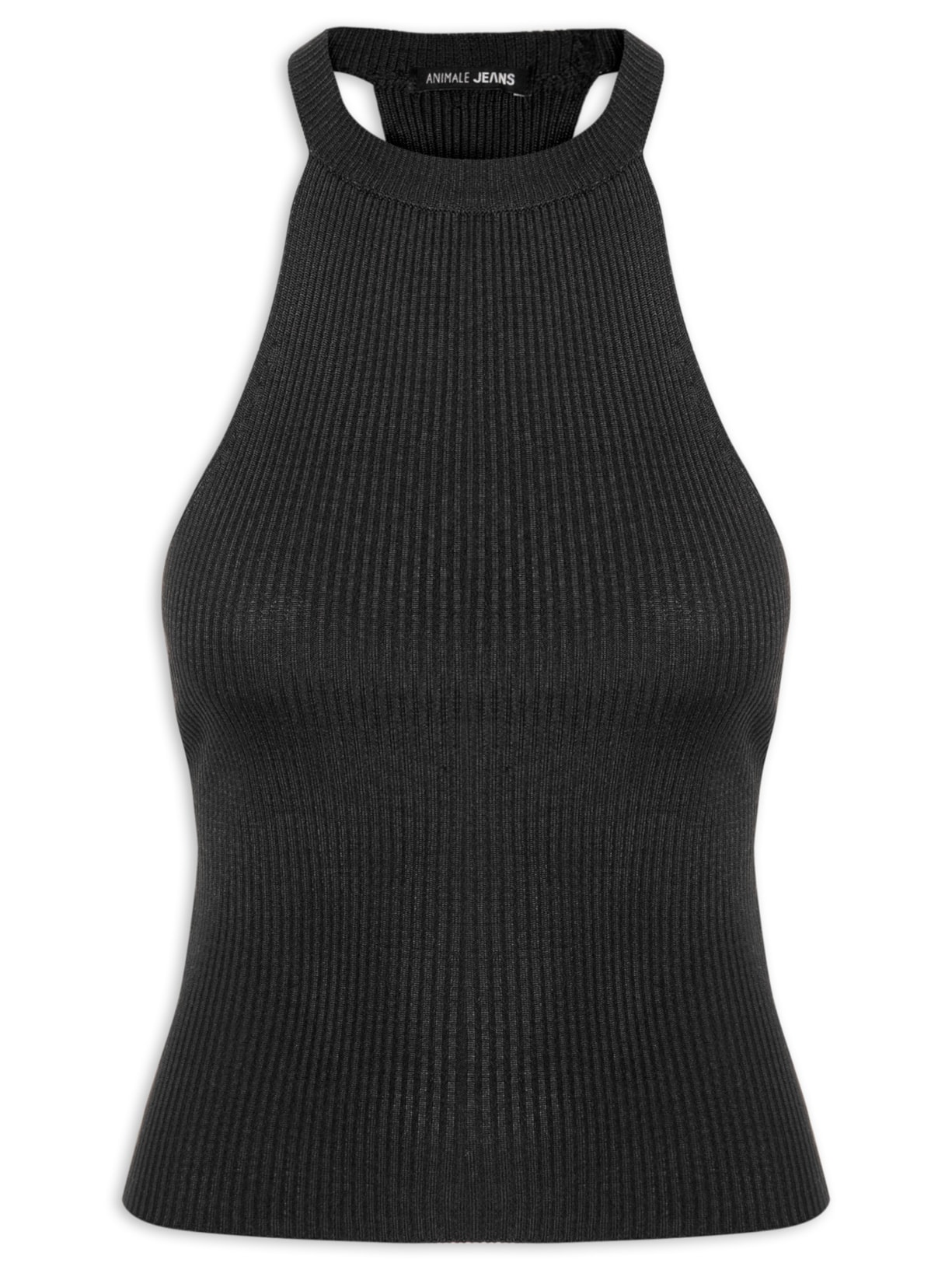 Regata Feminina de Tricot Decote Profundo Costas - Preto