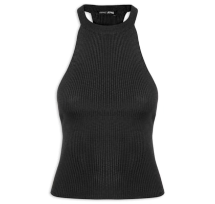 Regata Feminina de Tricot Decote Profundo Costas - Preto
