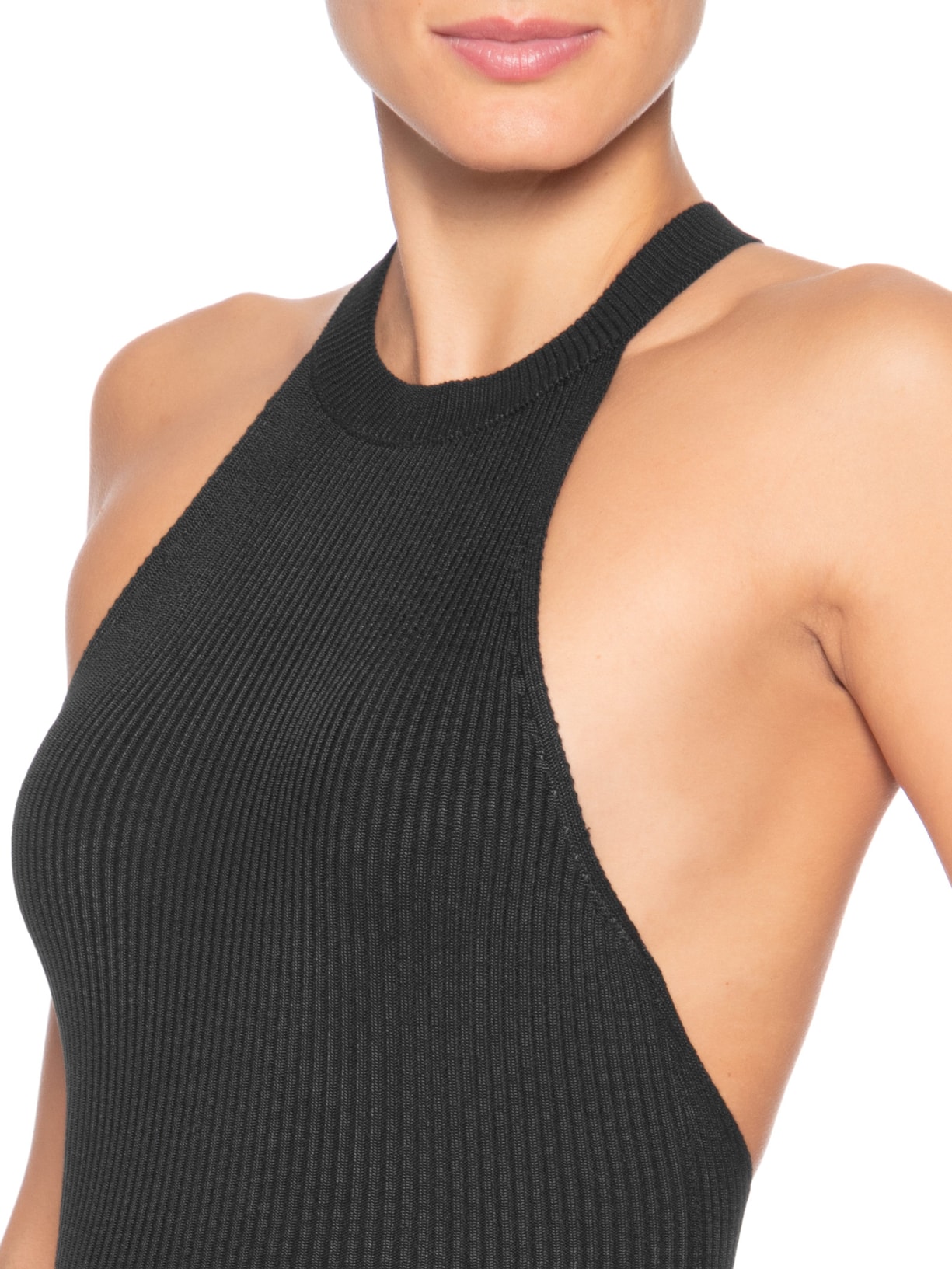 Regata Feminina de Tricot Decote Profundo Costas Preto Animale Jeans