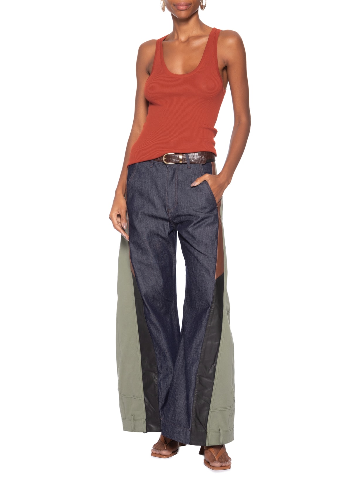 Regata Feminina de Tricot Gola U Color – Laranja Animale