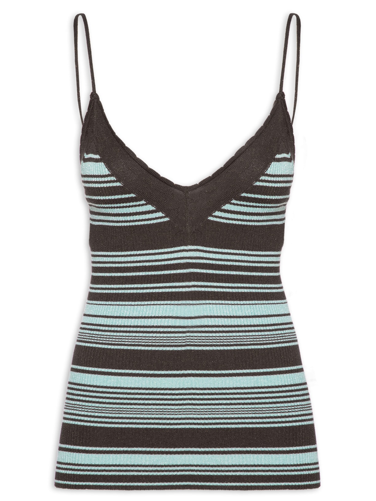 Regata Feminina De Tricot Listra Bicolor Com Lure - Marrom