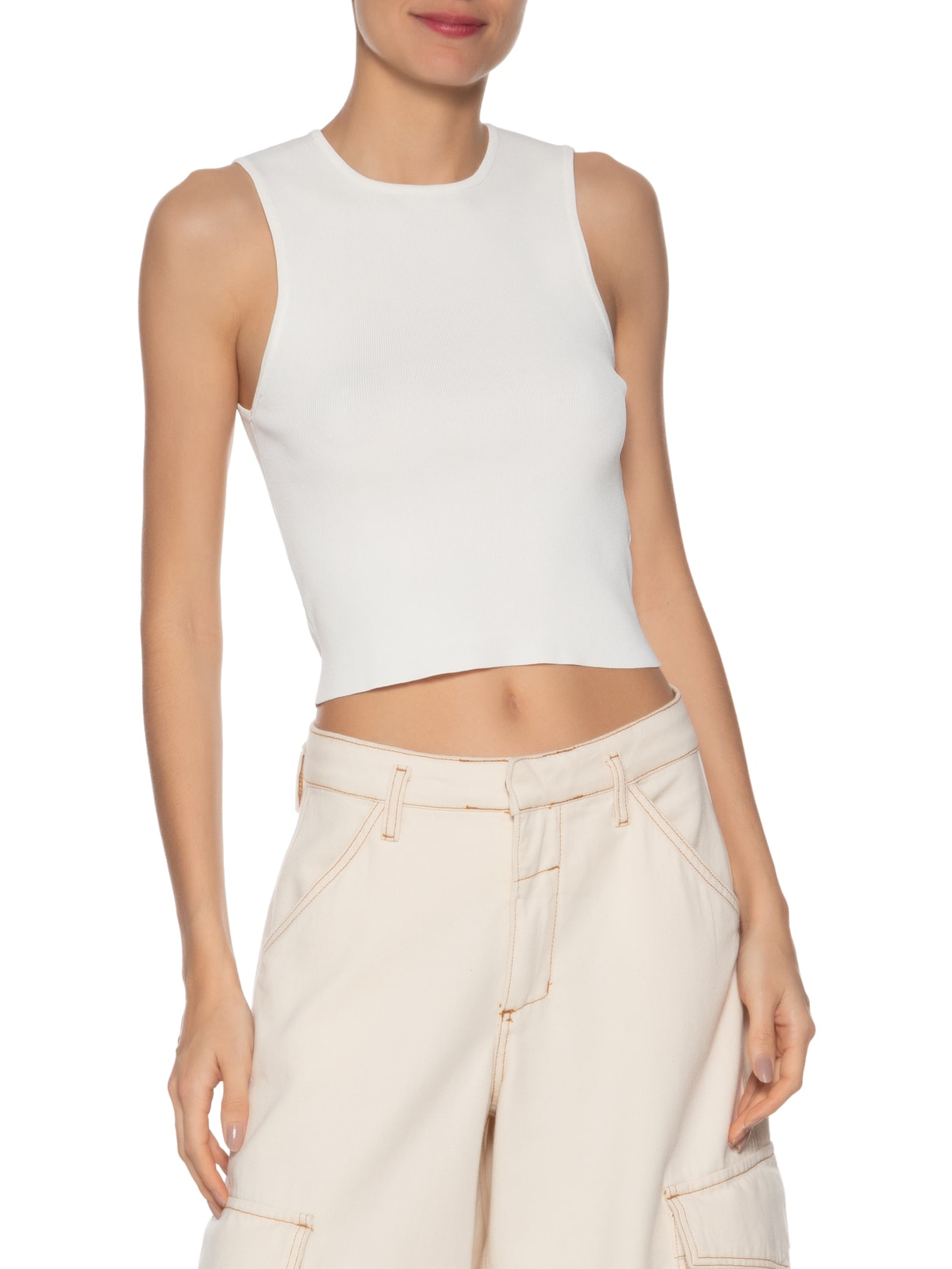 Regata Feminina De Tricot Onda Frente Branco Animale Jeans