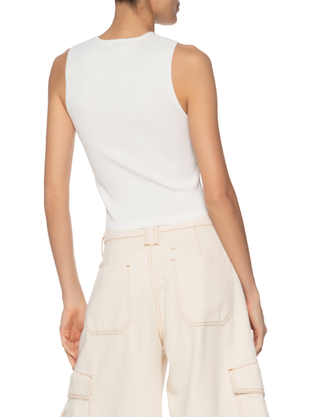 Regata Feminina De Tricot Onda Frente Branco Animale Jeans