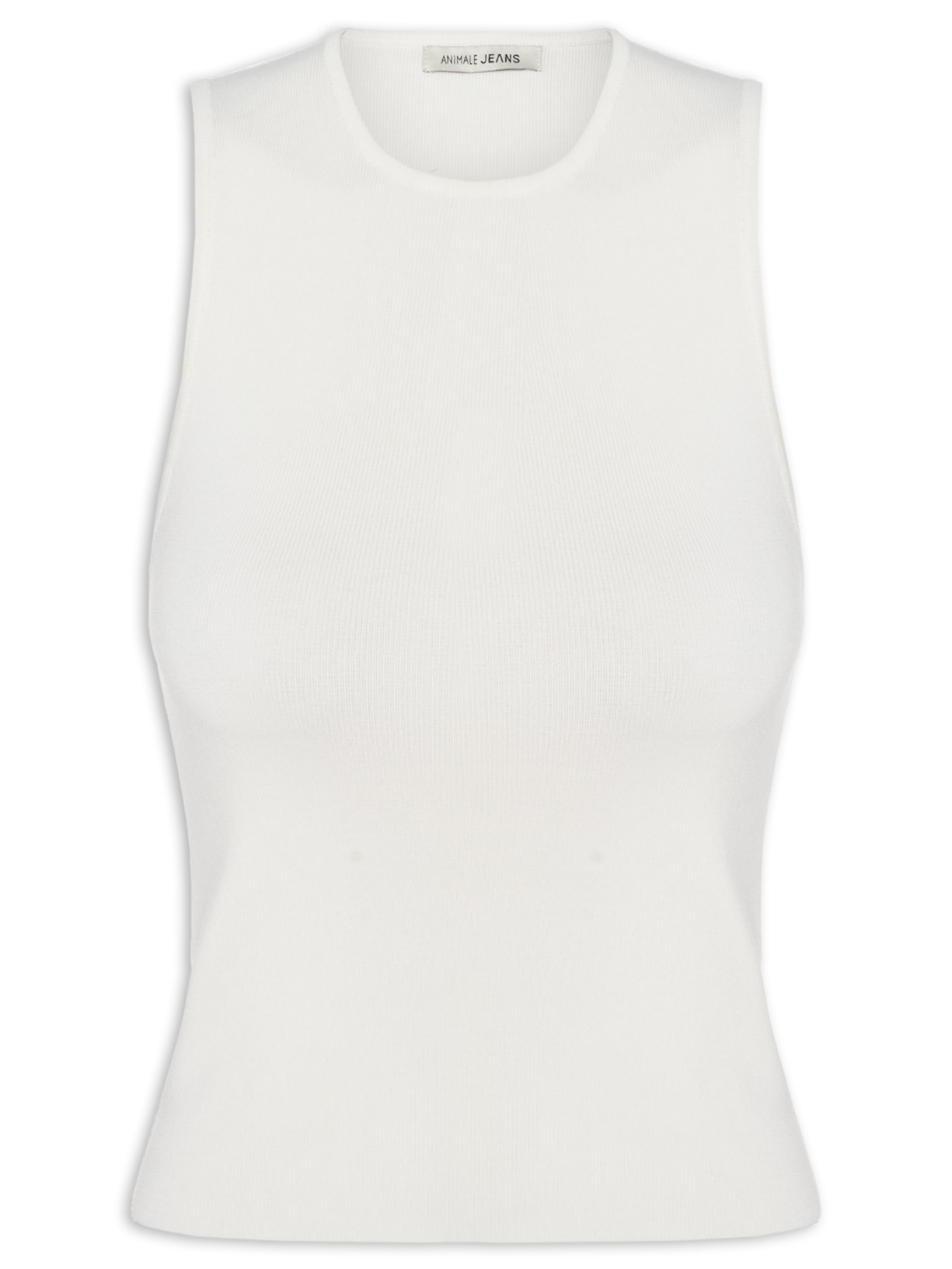 Regata Feminina De Tricot Onda Frente Branco Animale Jeans