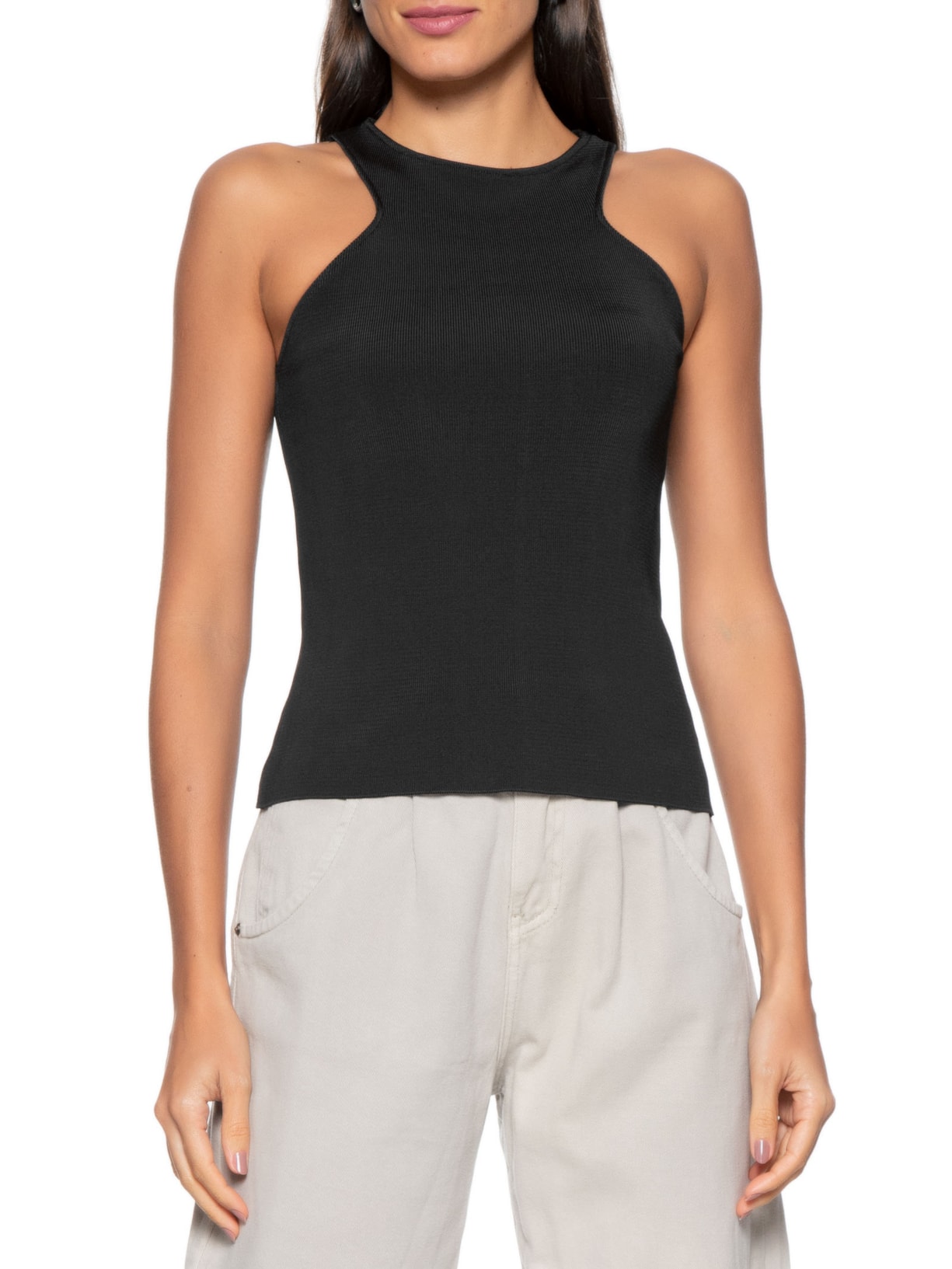 Regata Feminina De Tricot Preto Market 33