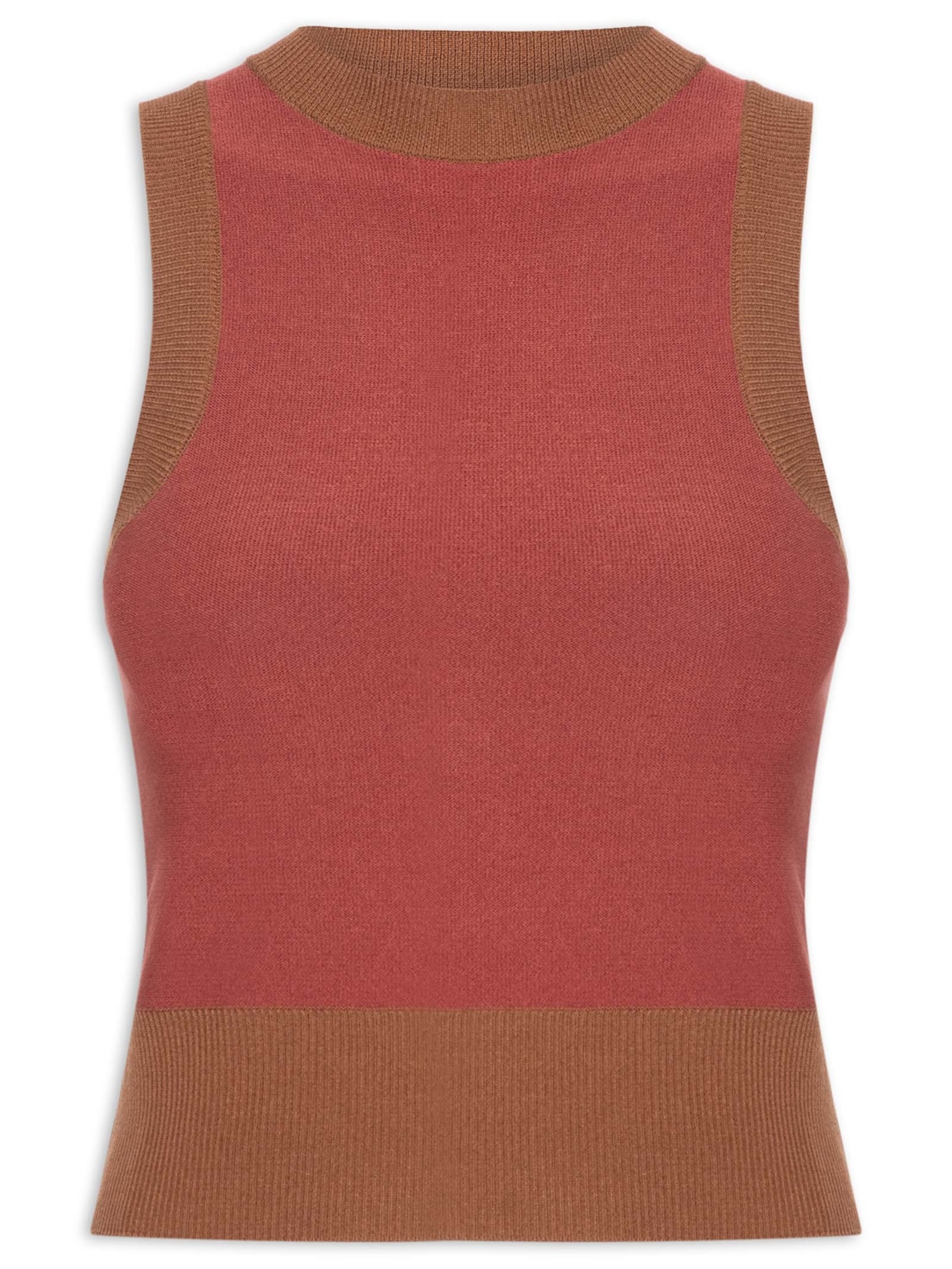 Regata Feminina De Tricot Retilínea Vermelho Animale
