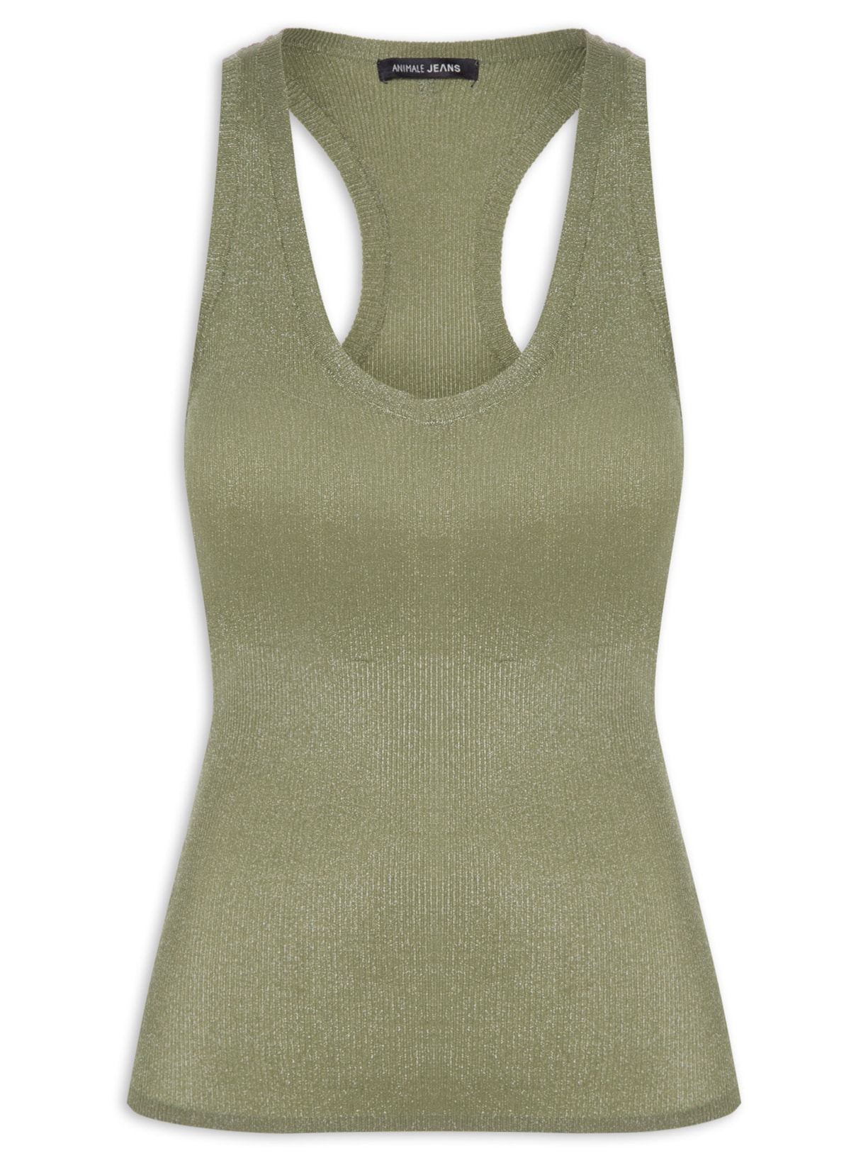 Regata Feminina De Tricot Rib Transparência Verde Animale Jeans