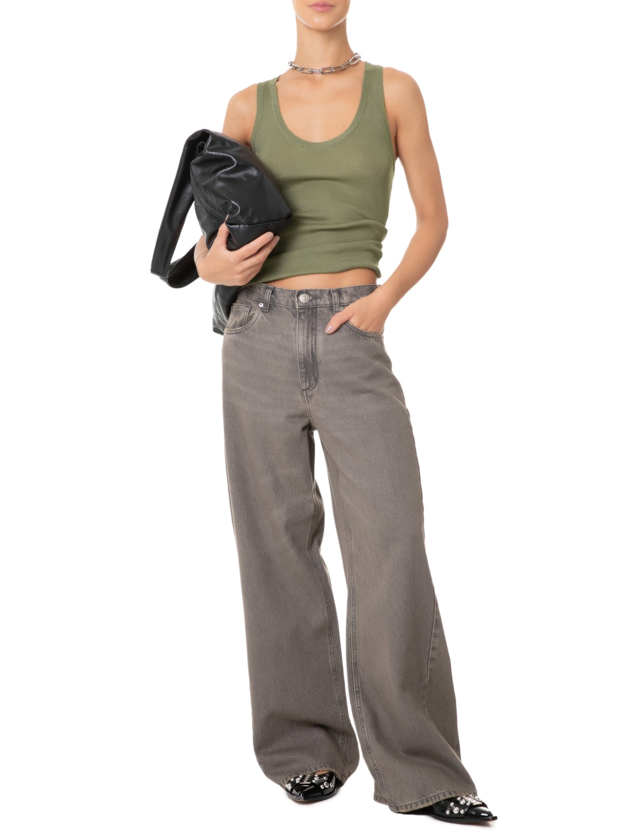 Regata Feminina De Tricot Rib Transparência Verde Animale Jeans