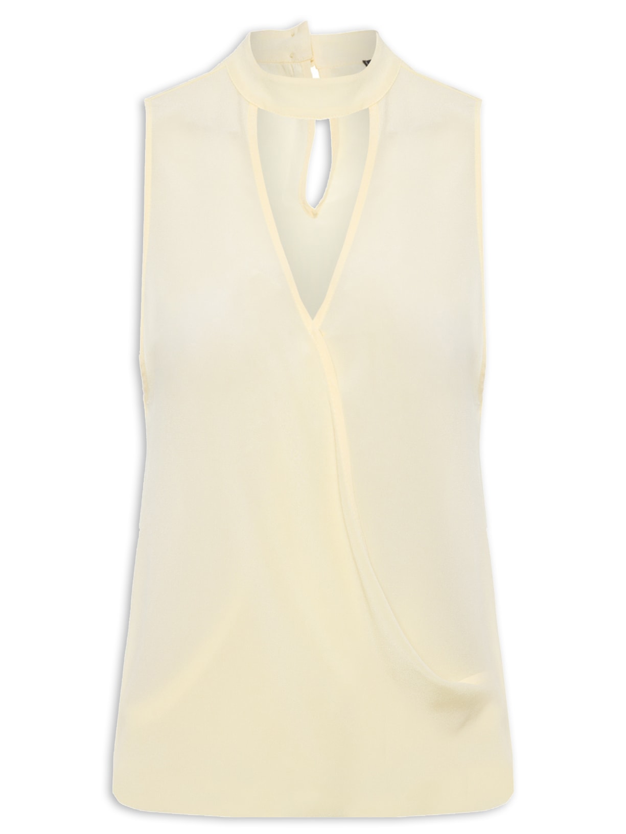 Regata Feminina Decotada Com Gola De Seda - Bege