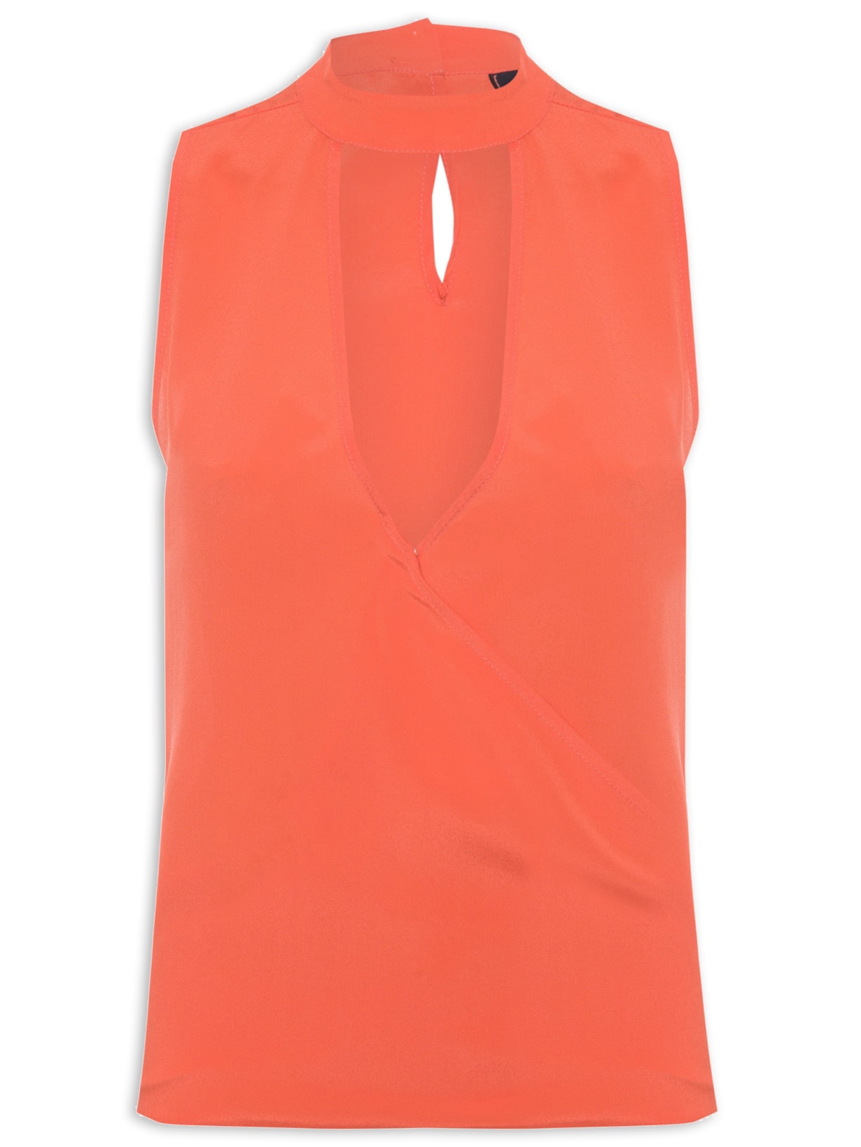 Regata Feminina Decotada Com Gola De Seda - Laranja