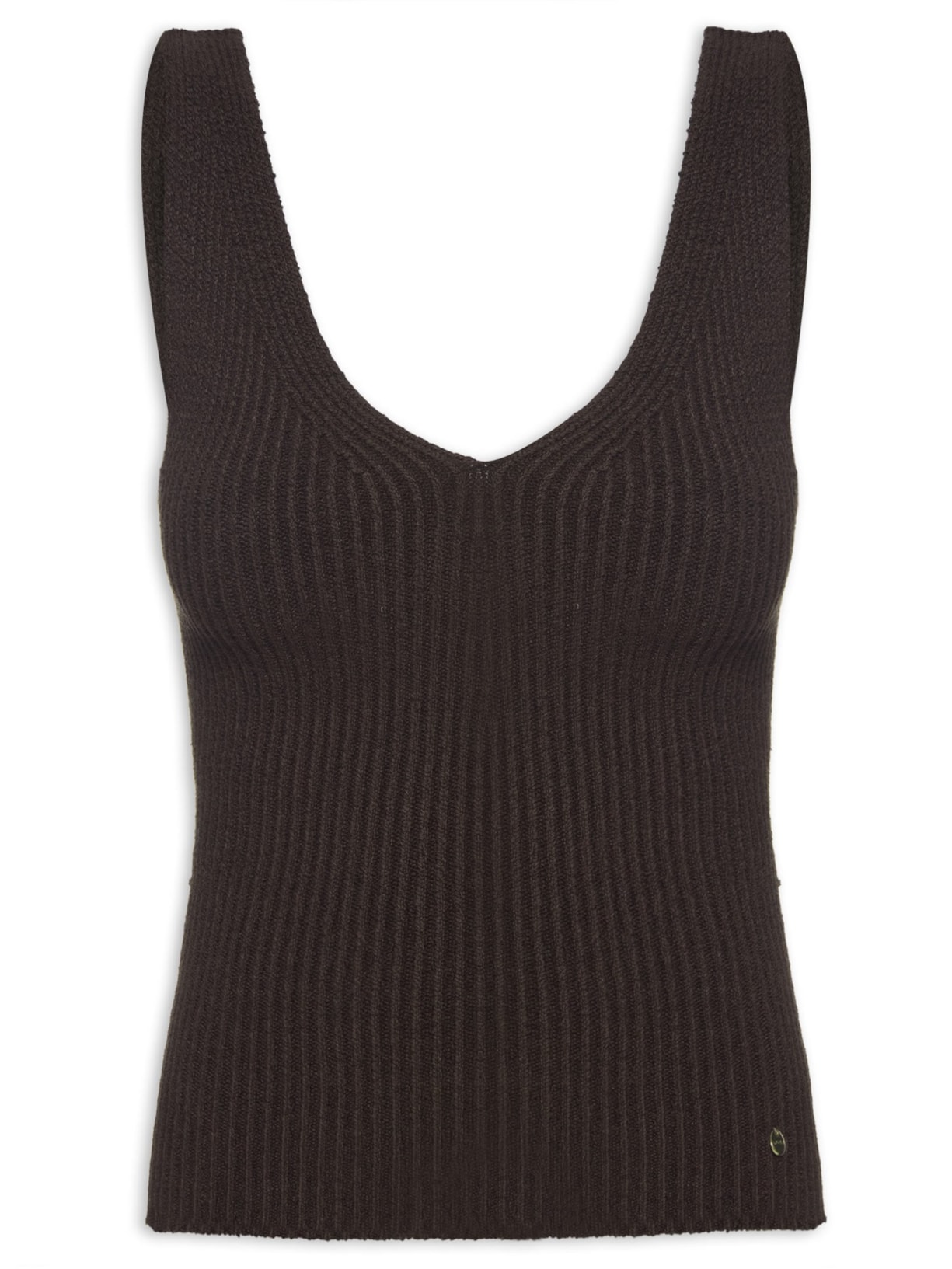 Regata Feminina Decote em V - Marrom